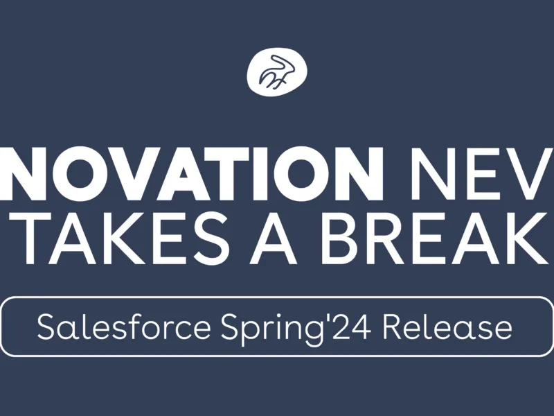 Cover picture for the blog post on the Salesforce (SFDC) Spring '24 release notes. It reads: Innovation never takes a break, Salesforce Spring '24 Release.